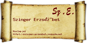Szinger Erzsébet névjegykártya