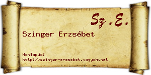 Szinger Erzsébet névjegykártya